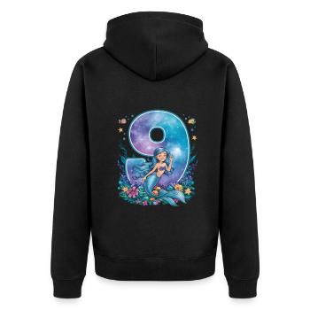 9ème anniversaire fille 9 ans sirène fête - Veste à capuche bio Premium Unisexe - noir - Dos - Nico (187cm)