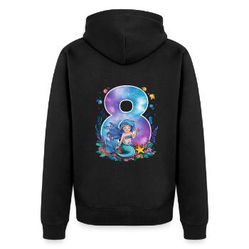 8ème anniversaire fille 8 ans sirène fête - Veste à capuche bio Premium Unisexe - noir - Dos - Nico (187cm)