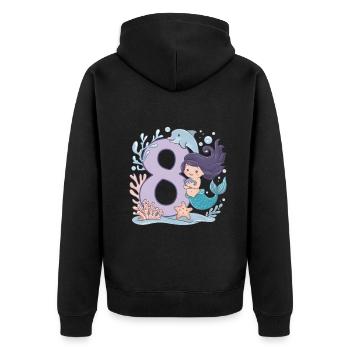 8ème anniversaire fille 8 ans sirène fête - Veste à capuche bio Premium Unisexe - noir - Dos - Nico (187cm)