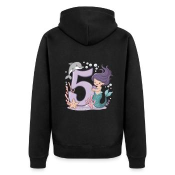 5ème anniversaire fille 5 ans sirène fête - Veste à capuche bio Premium Unisexe - noir - Dos - Nico (187cm)