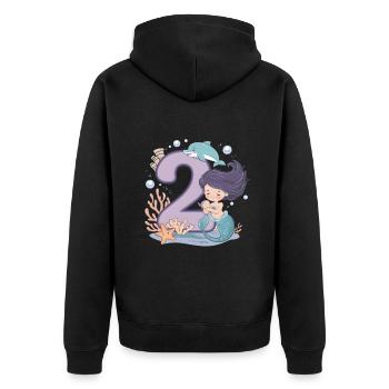 2ème anniversaire fille 2 ans sirène fête - Veste à capuche bio Premium Unisexe - noir - Dos - Nico (187cm)