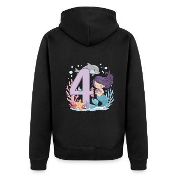 4ème anniversaire fille 4 ans sirène fête - Veste à capuche bio Premium Unisexe - noir - Dos - Nico (187cm)