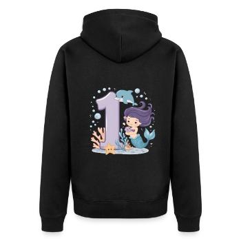 1er anniversaire fille 1 an sirène fête - Veste à capuche bio Premium Unisexe - noir - Dos - Nico (187cm)