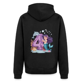 4ème anniversaire fille 4 ans sirène fête - Veste à capuche bio Premium Unisexe - noir - Dos - Nico (187cm)