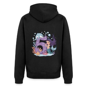 5ème anniversaire fille 5 ans sirène fête - Veste à capuche bio Premium Unisexe - noir - Dos - Nico (187cm)