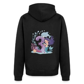 3ème anniversaire fille 3 ans sirène fête - Veste à capuche bio Premium Unisexe - noir - Dos - Nico (187cm)
