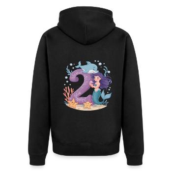 2ème anniversaire fille 2 ans sirène fête - Veste à capuche bio Premium Unisexe - noir - Dos - Nico (187cm)