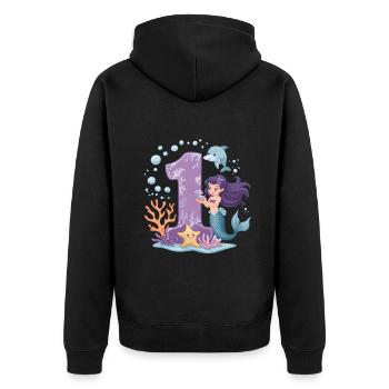 1er anniversaire fille 1 an sirène fête - Veste à capuche bio Premium Unisexe - noir - Dos - Nico (187cm)