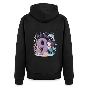 9ème anniversaire fille 9 ans sirène fête - Veste à capuche bio Premium Unisexe - noir - Dos - Nico (187cm)