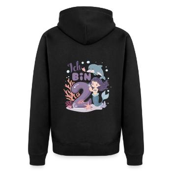 2ème anniversaire fille 2 ans sirène fête - Veste à capuche bio Premium Unisexe - noir - Dos - Nico (187cm)