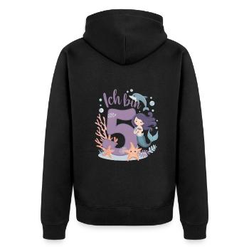 5ème anniversaire fille 5 ans sirène fête - Veste à capuche bio Premium Unisexe - noir - Dos - Nico (187cm)