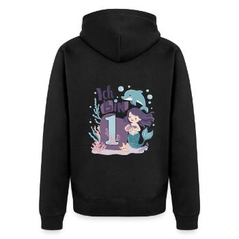 1er anniversaire fille 1 an sirène fête - Veste à capuche bio Premium Unisexe - noir - Dos - Nico (187cm)