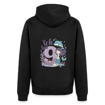 9ème anniversaire fille 9 ans sirène fête - Veste à capuche bio Premium Unisexe - noir - Dos - Nico (187cm)