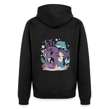 3ème anniversaire fille 3 ans sirène fête - Veste à capuche bio Premium Unisexe - noir - Dos - Nico (187cm)