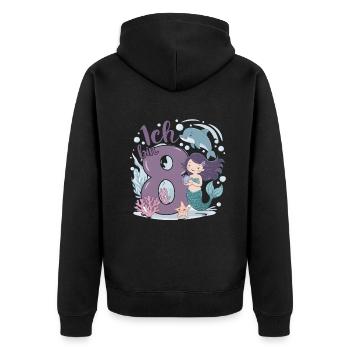 8ème anniversaire fille 8 ans sirène fête - Veste à capuche bio Premium Unisexe - noir - Dos - Nico (187cm)