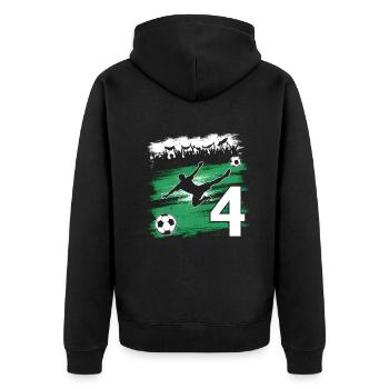 4ème anniversaire 4 ans de football Joueur de football - Veste à capuche bio Premium Unisexe - noir - Dos - Nico (187cm)