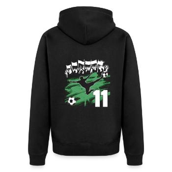 11e anniversaire 11 ans de football Joueur de football - Veste à capuche bio Premium Unisexe - noir - Dos - Nico (187cm)