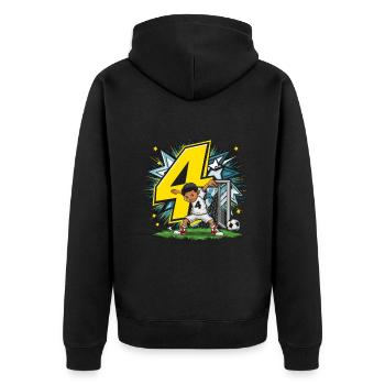 4ème anniversaire 4 ans de football Joueur de football - Veste à capuche bio Premium Unisexe - noir - Dos - Nico (187cm)