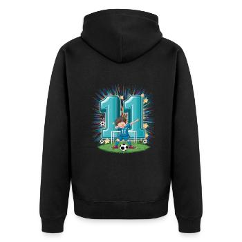 11e anniversaire 11 ans de football Joueur de football - Veste à capuche bio Premium Unisexe - noir - Dos - Nico (187cm)