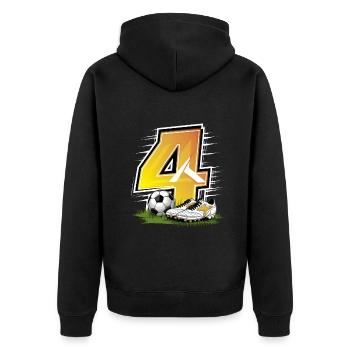 4ème anniversaire 4 ans de football Joueur de football - Veste à capuche bio Premium Unisexe - noir - Dos - Nico (187cm)