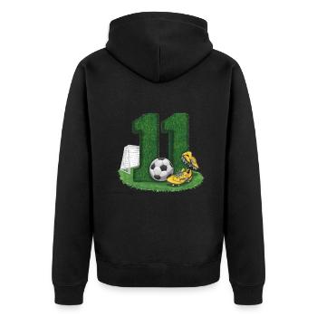 11e anniversaire 11 ans de football Joueur de football - Veste à capuche bio Premium Unisexe - noir - Dos - Nico (187cm)