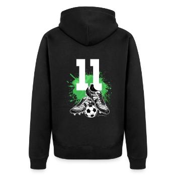 11e anniversaire 11 ans de football Joueur de football - Veste à capuche bio Premium Unisexe - noir - Dos - Nico (187cm)
