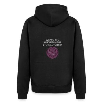 Quel est l’algorithme de la jeunesse éternelle ? Drôle - Veste à capuche bio Premium Unisexe - noir - Dos - Nico (187cm)