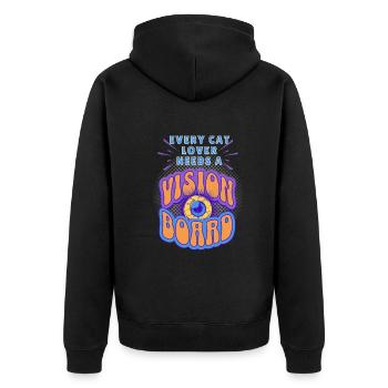 Jeder Katzenliebhaber braucht ein Vision Board - Unisex Premium Bio Zip Hoodie - Schwarz - Hinten - Nico (187cm)