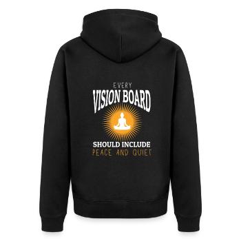 Every Vision Board Needs Peace & Quiet Tee - Unisex Premium Organic Zip Hoodie - black - Back - Nico (187cm)