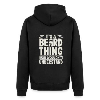 Bartpflege Bart Liebhaber Männer Bart - Unisex Premium Bio Zip Hoodie - Schwarz - Hinten - Nico (187cm)