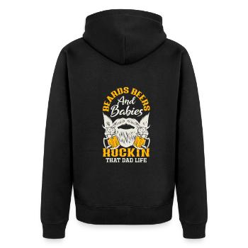 Beard Care Beard Lover Men Beard - Unisex Premium Organic Zip Hoodie - black - Back - Nico (187cm)