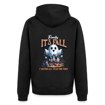 Finally, It's Fall I Waited All Year for This - Unisex Premium Organic Zip Hoodie - black - Back - Nico (187cm)