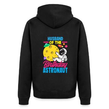 Kindergeburtstag Astronaut Familienmitglieder - Unisex Premium Bio Zip Hoodie - Schwarz - Hinten - Nico (187cm)