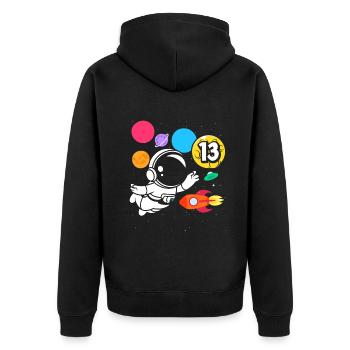 13e anniversaire Anniversaire d'astronaute de garçons - Veste à capuche bio Premium Unisexe - noir - Dos - Nico (187cm)