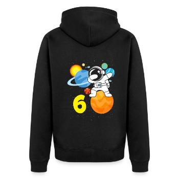 6th birthday boys 6 years astronaut birthday - Unisex Premium Organic Zip Hoodie - black - Back - Nico (187cm)