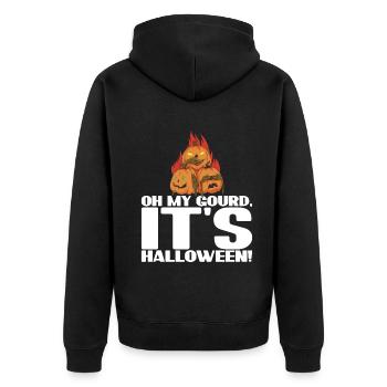 Oh mein Kürbis, es ist Halloween-Design - Unisex Premium Bio Zip Hoodie - Schwarz - Hinten - Nico (187cm)