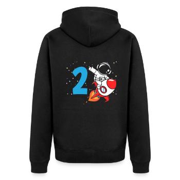 2. Geburtstag Jungen 2 Jahre Astronaut Geburtstag - Unisex Premium Bio Zip Hoodie - Schwarz - Hinten - Nico (187cm)