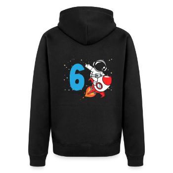 6. Geburtstag Jungen 6 Jahre Astronaut Geburtstag - Unisex Premium Bio Zip Hoodie - Schwarz - Hinten - Nico (187cm)