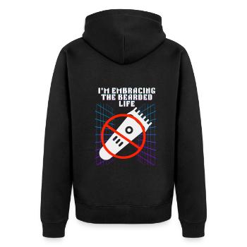 Umarmung des bärtigen Lebens Lustiges Retro-Design - Unisex Premium Bio Zip Hoodie - Schwarz - Hinten - Nico (187cm)