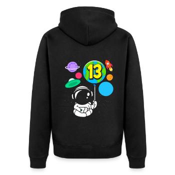 13th Birthday Boys Astronaut Birthday - Unisex Premium Organic Zip Hoodie - black - Back - Nico (187cm)