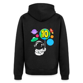10th Birthday Boys Astronaut Birthday - Unisex Premium Organic Zip Hoodie - black - Back - Nico (187cm)