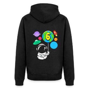 6th Birthday Boys 6 Years Astronaut Birthday - Unisex Premium Organic Zip Hoodie - black - Back - Nico (187cm)