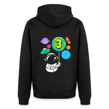 3rd Birthday Boys 3 Years Astronaut Birthday - Unisex Premium Organic Zip Hoodie - black - Back - Nico (187cm)