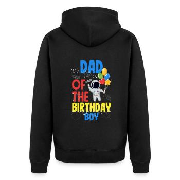 Kindergeburtstag Astronaut Familienmitglieder - Unisex Premium Bio Zip Hoodie - Schwarz - Hinten - Nico (187cm)