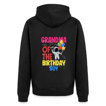 Kindergeburtstag Astronaut Familienmitglieder - Unisex Premium Bio Zip Hoodie - Schwarz - Hinten - Nico (187cm)