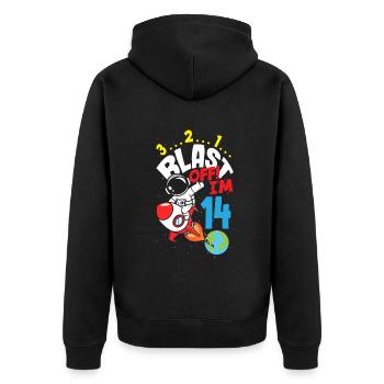 14e anniversaire Garçons Astronaute Anniversaire - Veste à capuche bio Premium Unisexe - noir - Dos - Nico (187cm)