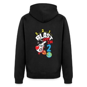 2. Geburtstag Jungen 2 Jahre Astronaut Geburtstag - Unisex Premium Bio Zip Hoodie - Schwarz - Hinten - Nico (187cm)