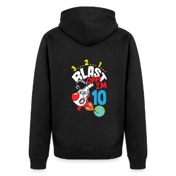 10. Geburtstag Jungen Astronaut Geburtstag - Unisex Premium Bio Zip Hoodie - Schwarz - Hinten - Nico (187cm)