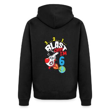6. Geburtstag Jungen 6 Jahre Astronaut Geburtstag - Unisex Premium Bio Zip Hoodie - Schwarz - Hinten - Nico (187cm)