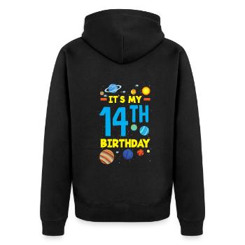 14e anniversaire Garçons Astronaute Anniversaire - Veste à capuche bio Premium Unisexe - noir - Dos - Nico (187cm)